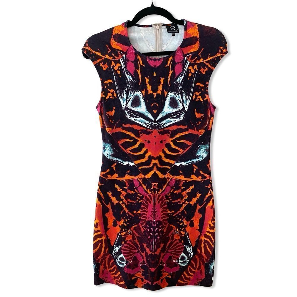 McQ Alexander McQueen Interlock dress kaleidoscope print knit bodycon mini L - Picture 5 of 13